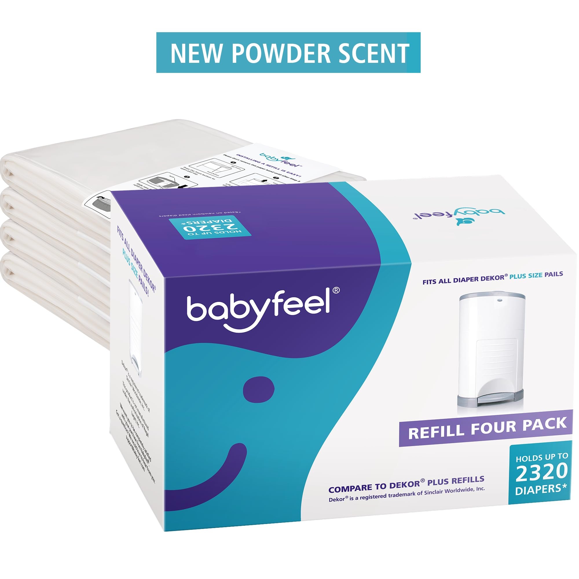 Babyfeel Recambios compatibles con cubos de pañales DEKOR Plus | Paquete de 4