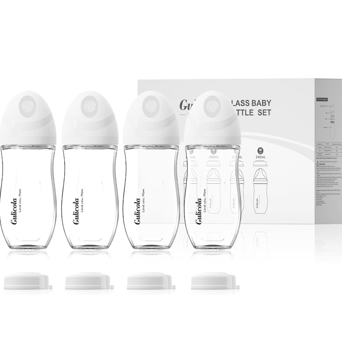 Gulicola biberones de vidrio natural de 8 oz para bebés