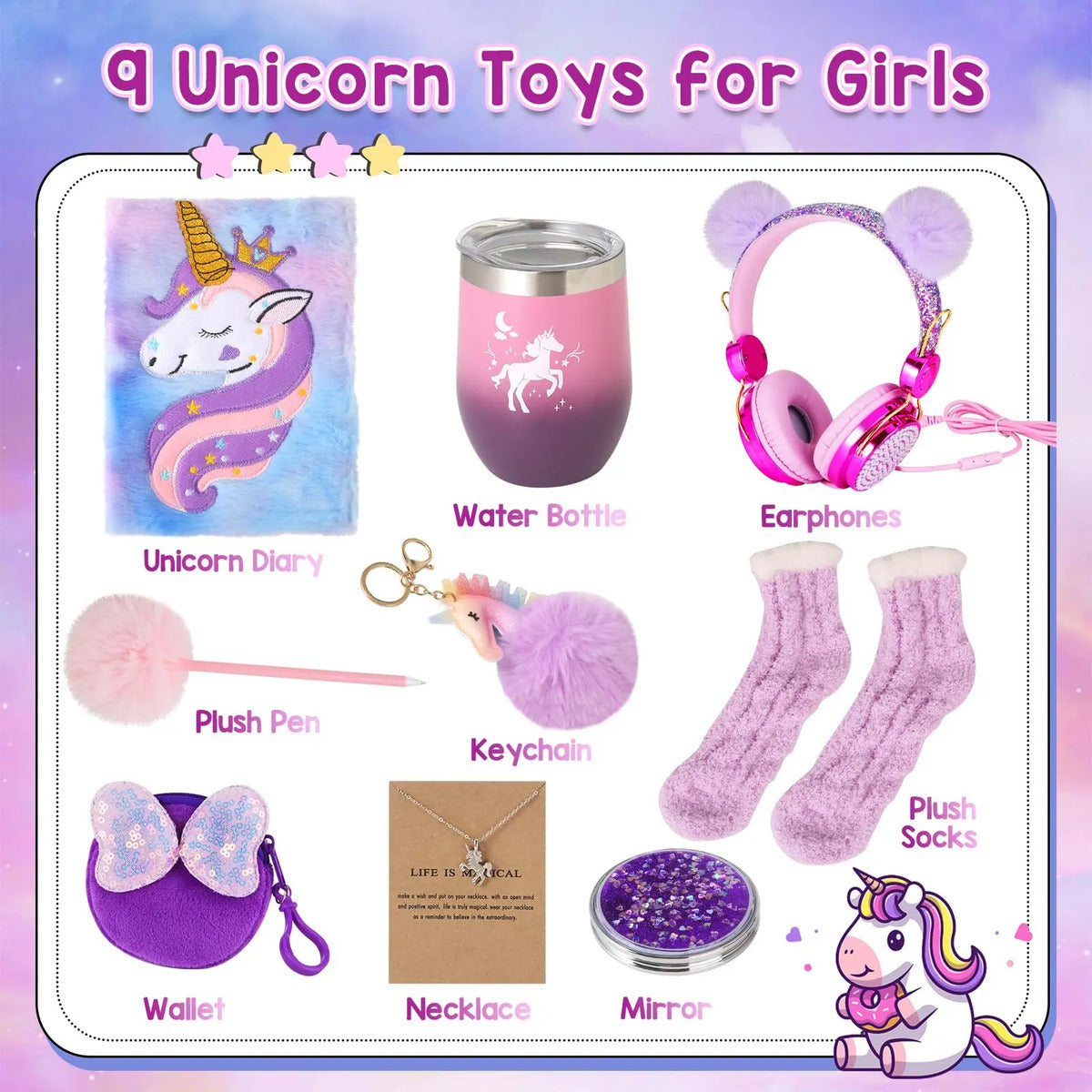 Set de regalo de unicornio Aberlls para niñas de 5 a 10+ años con accesorios