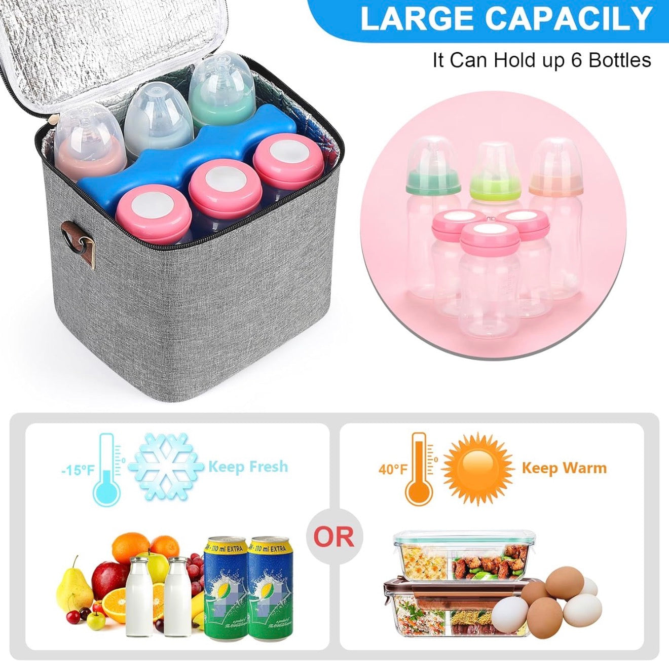 Bolsa térmica para leche materna Accmor con paquete de hielo