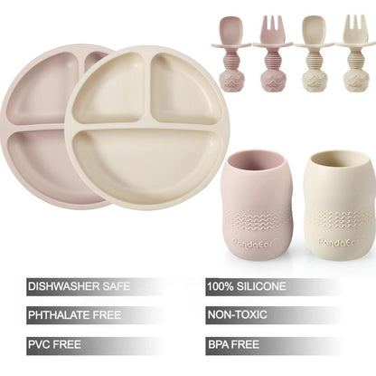 PandaEar Juego de alimentación de silicona para bebés