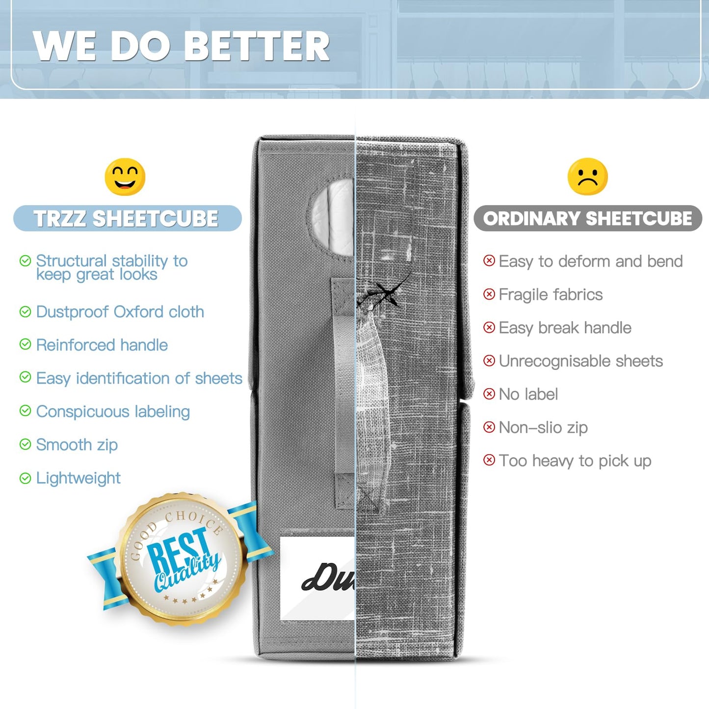 TRZZ Paquete de 4 organizadores y almacenamiento de sábanas