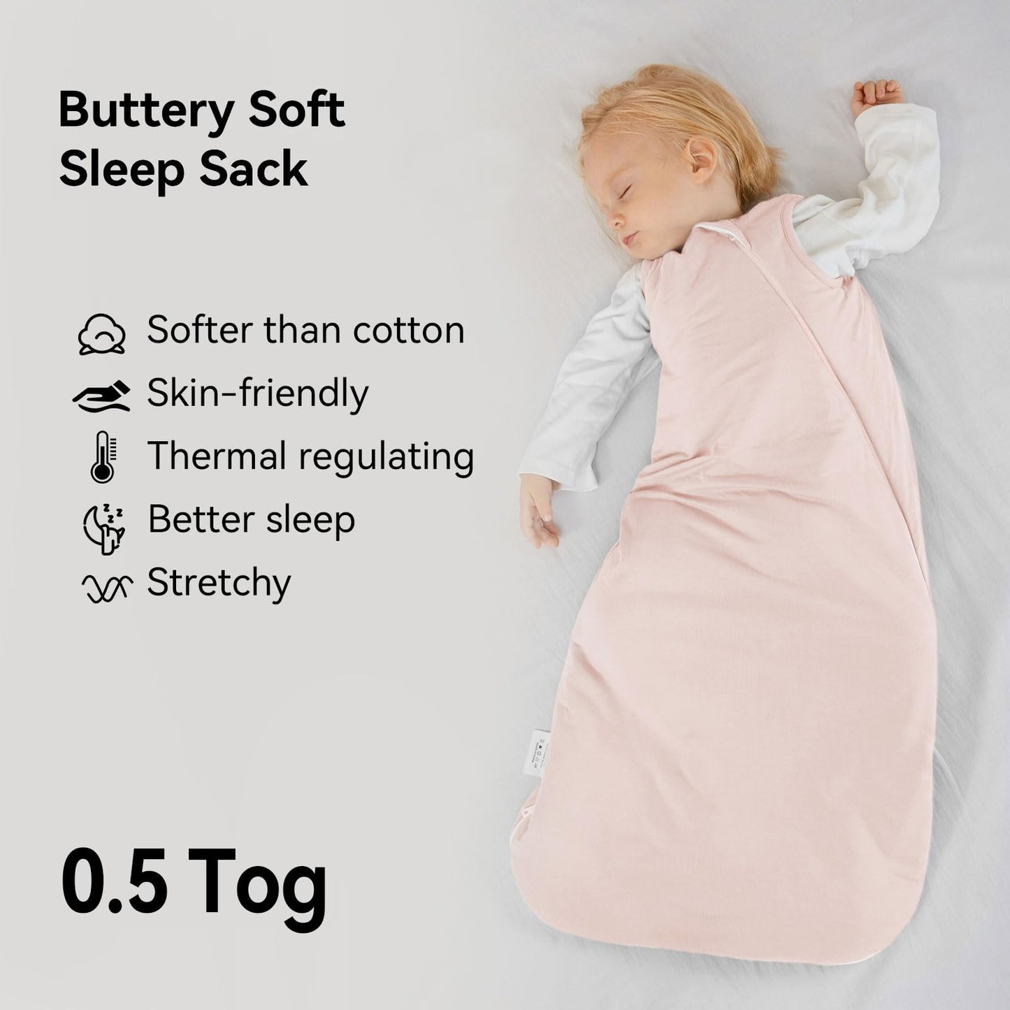 BubblePanda - Saco de dormir de bambú para bebés de 12-18meses, 0.5 tog