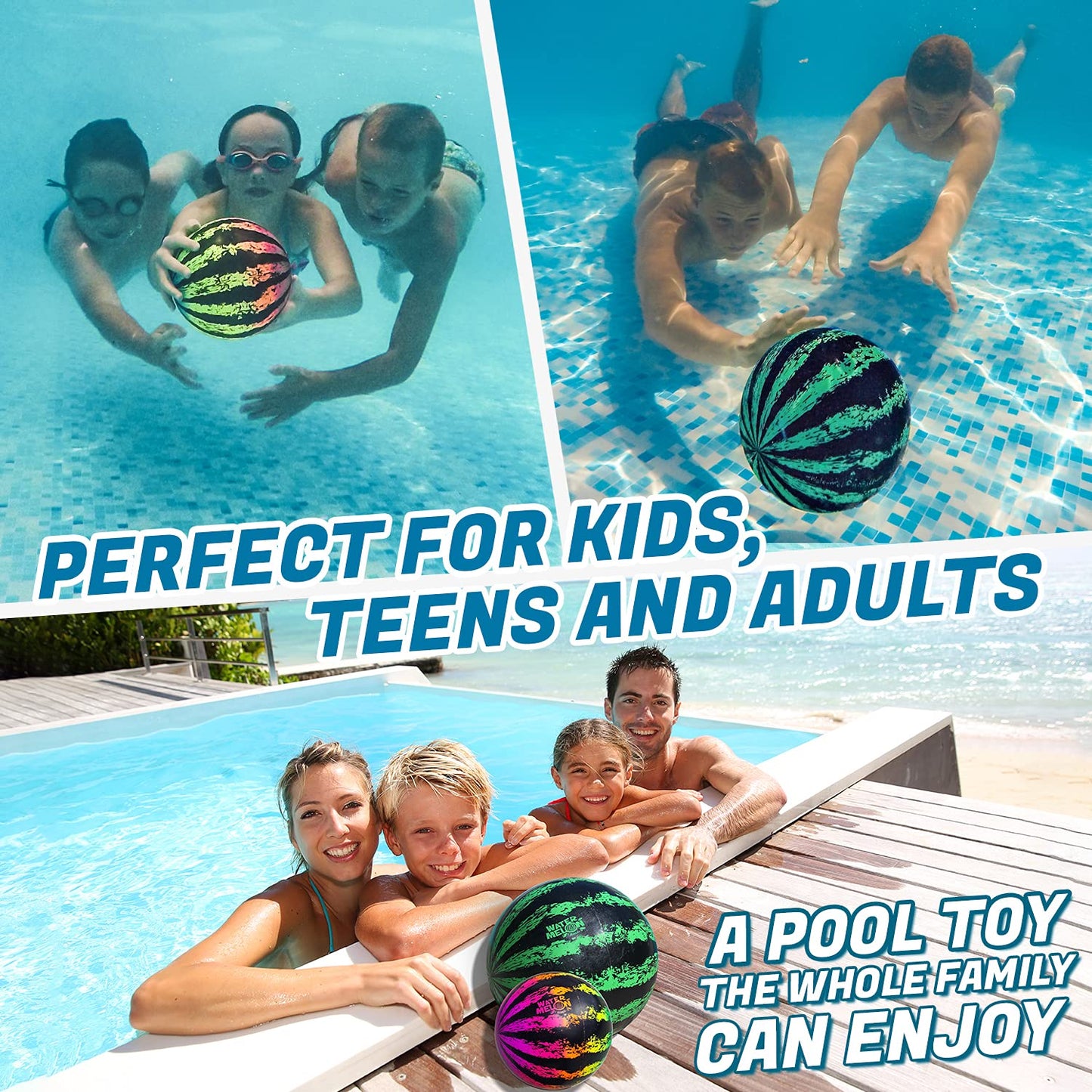 Watermelon Ball Juguetes de piscina para adultos y familia – Paquete de 2 unidades de 6 1/2 pulgadas y 9 pulgadas
