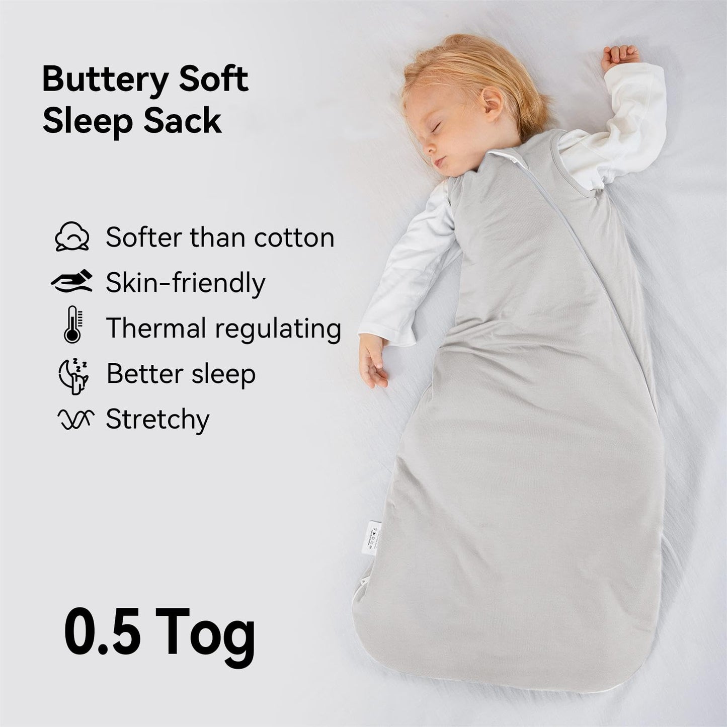 BubblePanda - Saco de dormir de bambú de 18-24 meses, 0.5tog suave