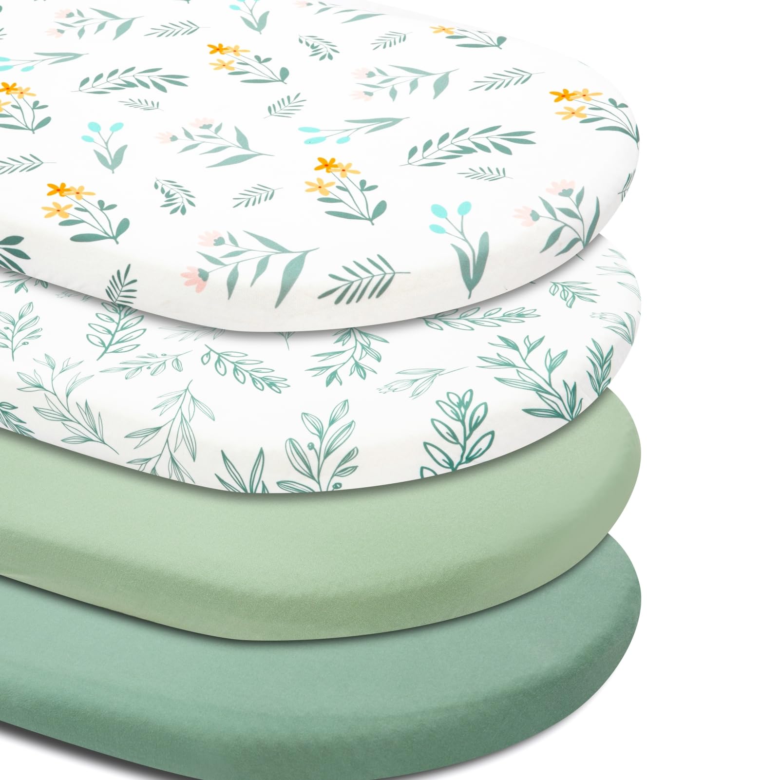 FIGEPO Paquete de 4 sábanas bajeras ajustables de color verde salvia