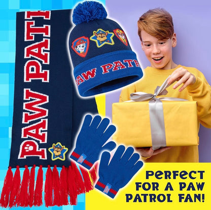 Paw Patrol Boys Beanie Gloves Scarf Set Winter Accessories Set - Gifts for Kids