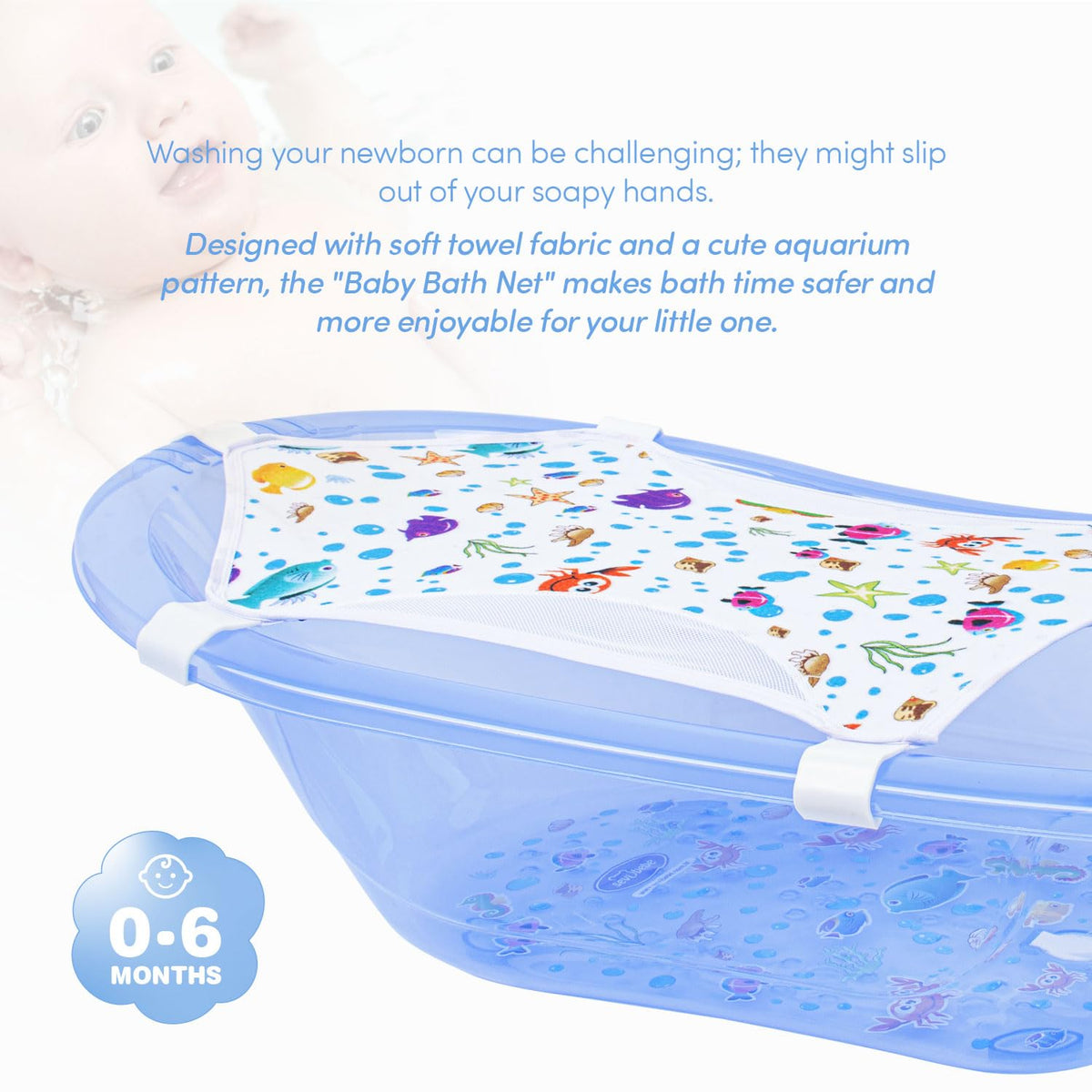 Red de baño para bebé con toalla estampada