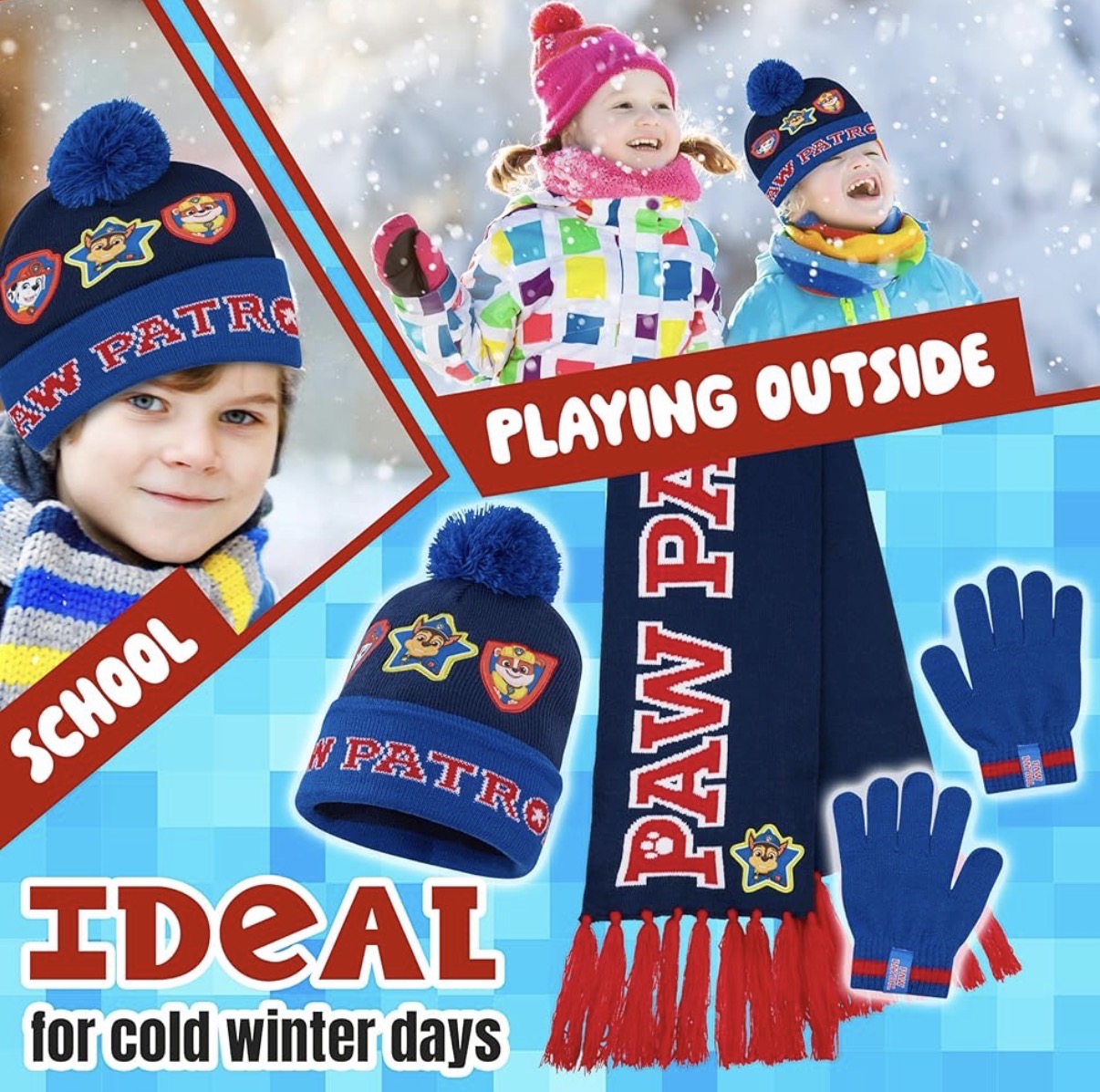 Paw Patrol Boys Beanie Gloves Scarf Set Winter Accessories Set - Gifts for Kids