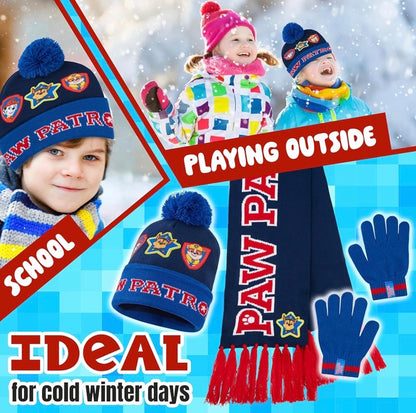 Paw Patrol Boys Beanie Gloves Scarf Set Winter Accessories Set - Gifts for Kids