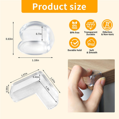 Paquete de 40 protectores de esquina para bebé, 2 formas de esquinas y bordes a prueba de bebés