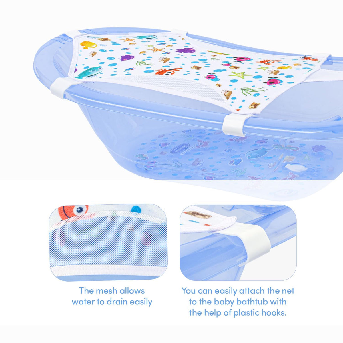 Red de baño para bebé con toalla estampada