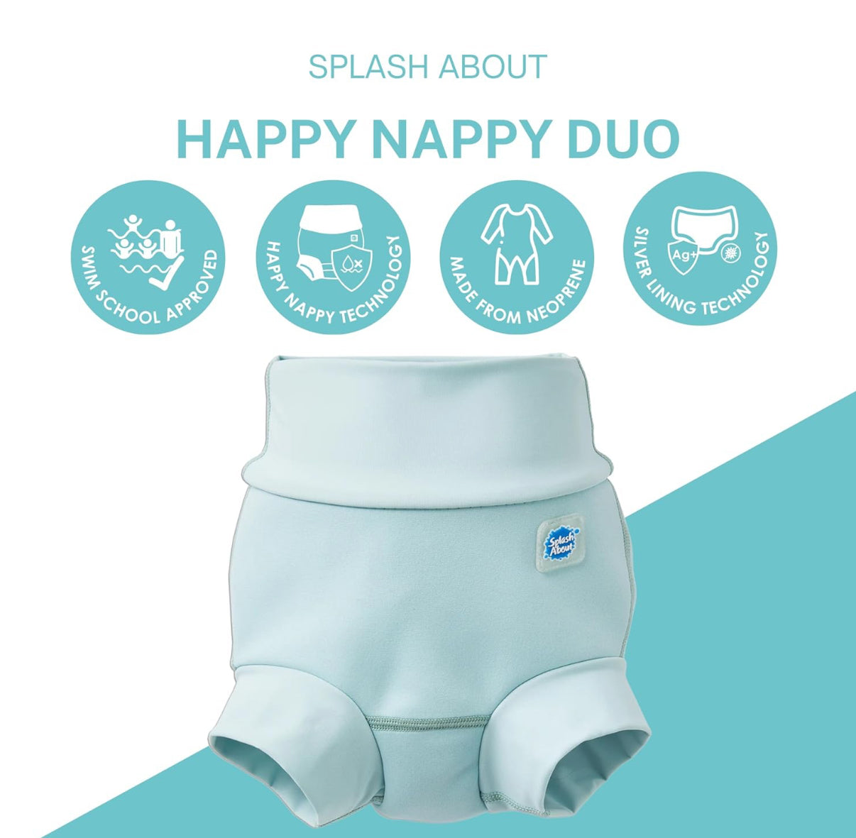 Splash About Happy Nappy Duo - Pañal de natación reutilizable, color pistacho, 6- 12meses