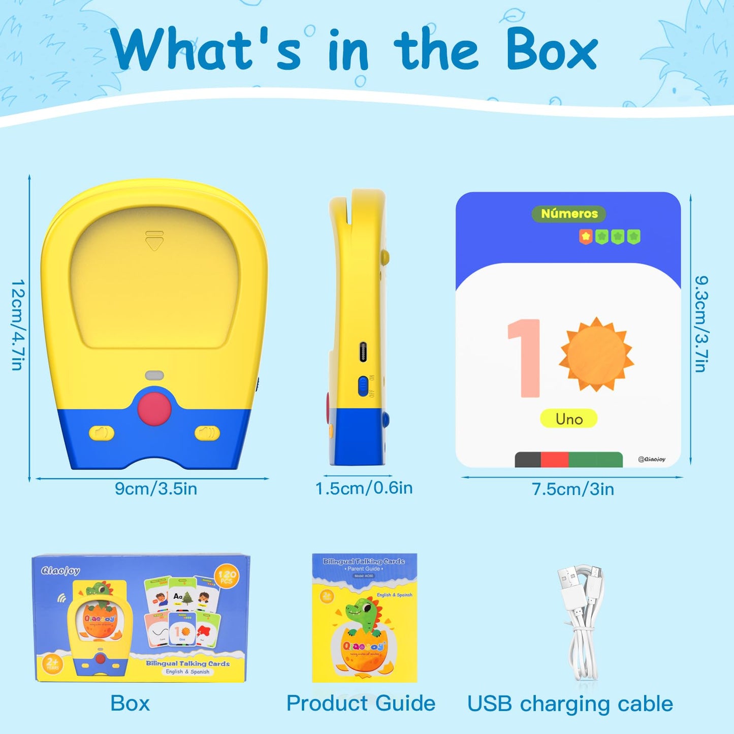 Qiaojoy - Tarjetas flash para hablar con 240 palabras de vista, juguetes sensoriales para niños, inglés  / español