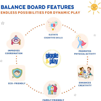 Giggle & Play Tabla de equilibrio de madera de 36 pulgadas