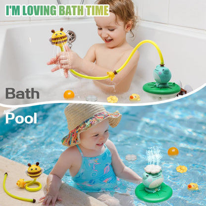 Juguete de baño para bebés para niños, juguete de baño de rana con cabezal de ducha y 4 rociadores de agua