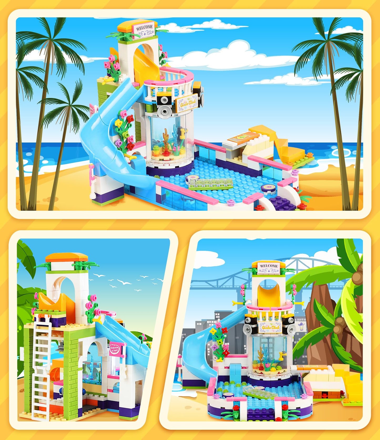 Friends - Juego de construcción para fiestas de piscina de verano para niñas