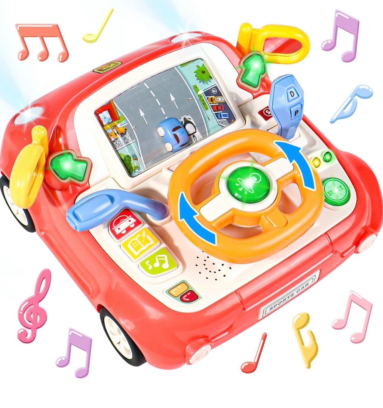 Fajiabao Juguete de coche para bebé, juguete musical para volante