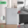 Puerta retráctil para bebés Likzest, puerta de malla para bebés y mascotas de 33" de alto, se extiende hasta 55, gris