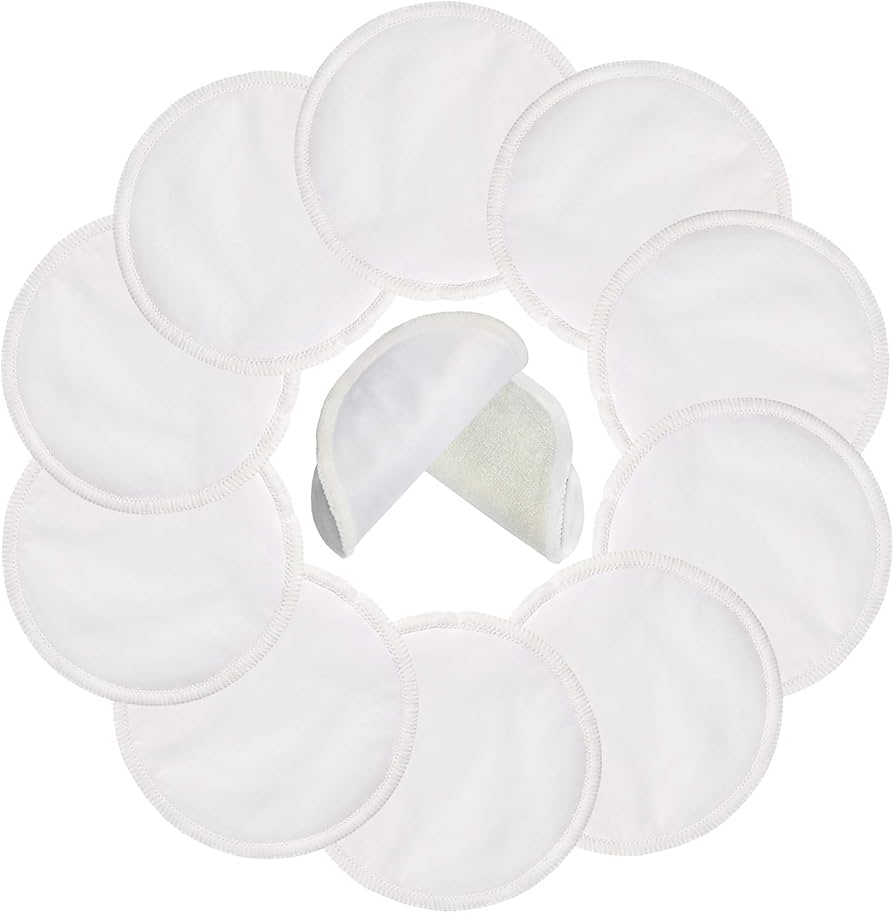 Almohadillas de lactancia reutilizables (paquete de 10) para madres que amamantan, almohadilla lavable de 4.7 pulgadas