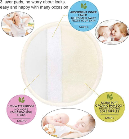 Almohadillas de lactancia reutilizables (paquete de 10) para madres que amamantan, almohadilla lavable de 4.7 pulgadas