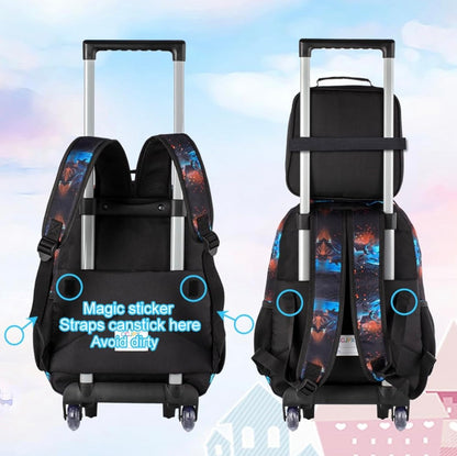 Mochila rodante para niñas y niños, juego de mochilas enrollables con ruedas