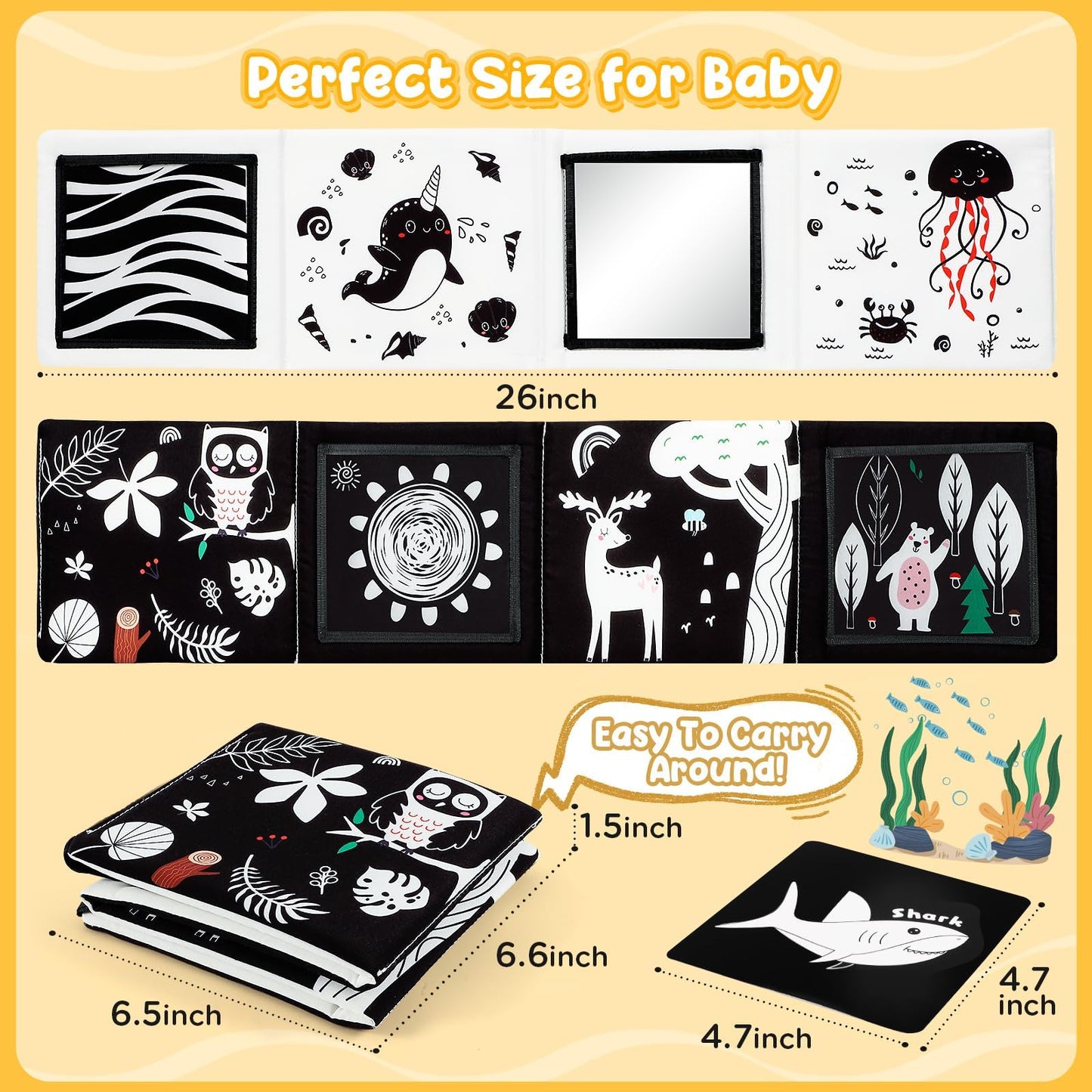 URMYWO Juguetes con espejo para tiempo boca abajo, tarjetas de aprendizaje con estimulación visual