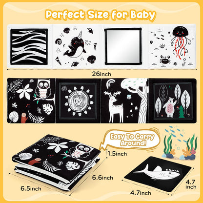 URMYWO Juguetes con espejo para tiempo boca abajo, tarjetas de aprendizaje con estimulación visual