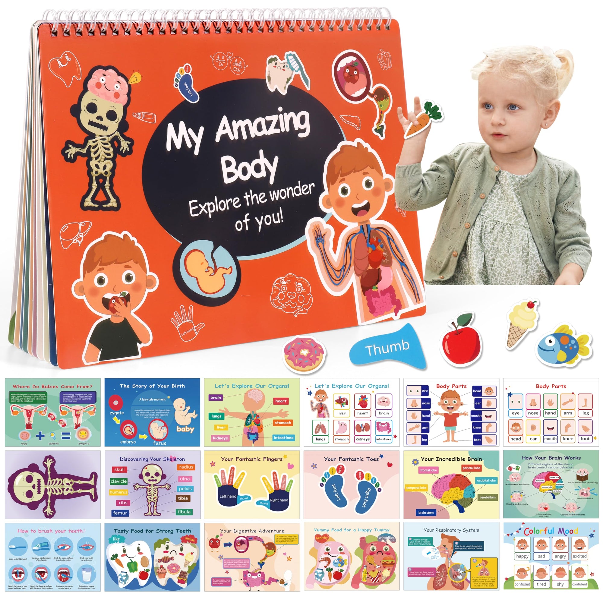 Garmelon Libro Ocupado para Niños, Aprendizaje Educativo Sensorial 18 en 1