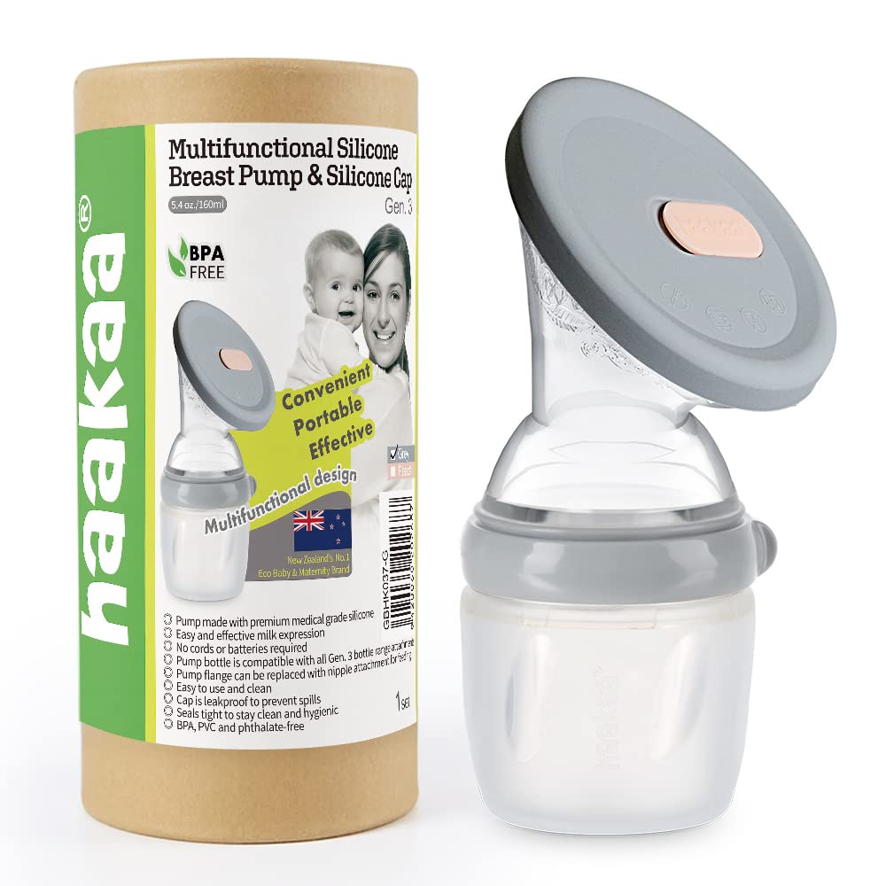 haakaa 5.4oz Gen.3 Extractor de leche manual con tapa de silicona