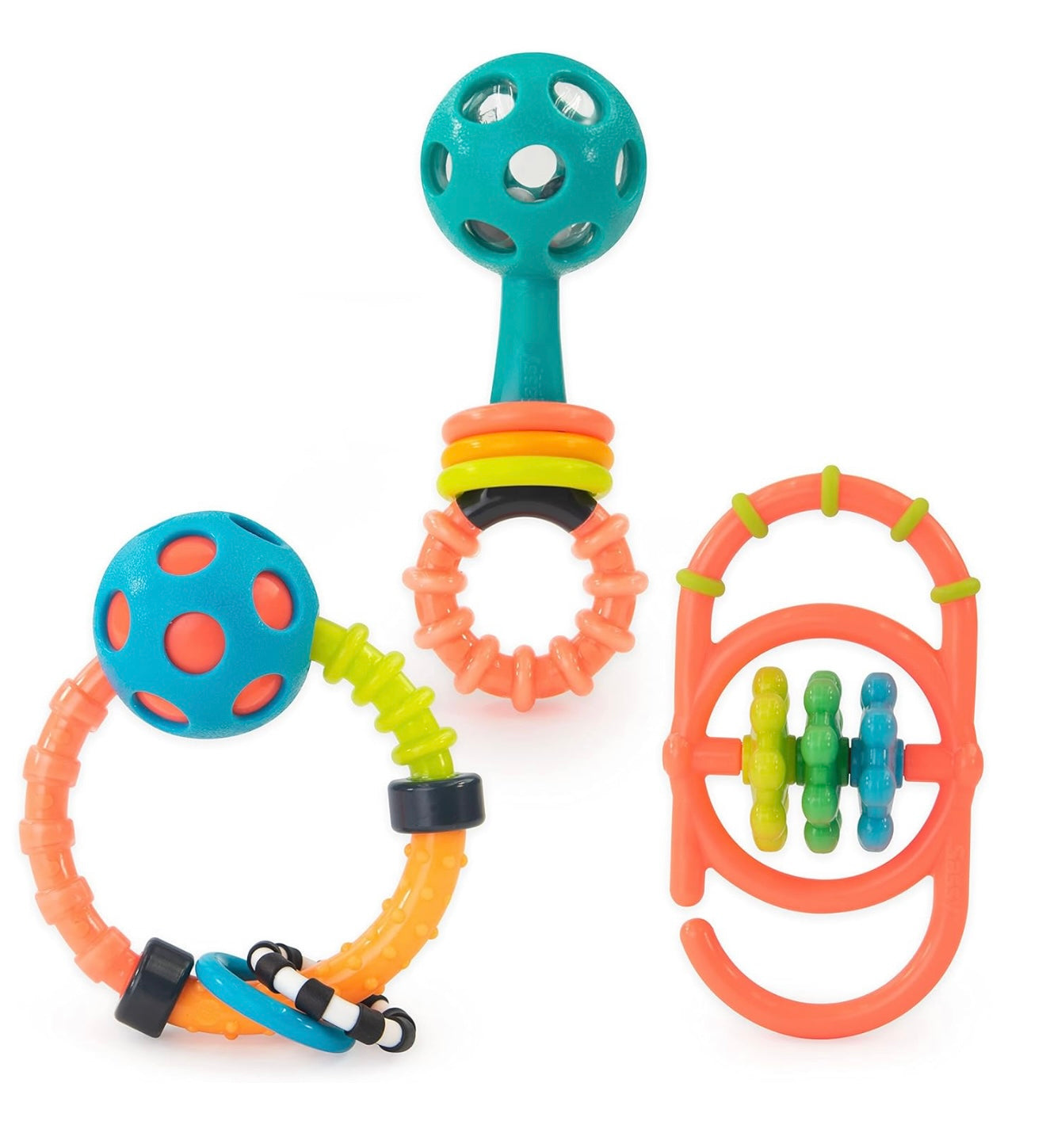 Sassy My First Rattles - Set de regalo para recién nacidos con sonajeros suaves y flexibles