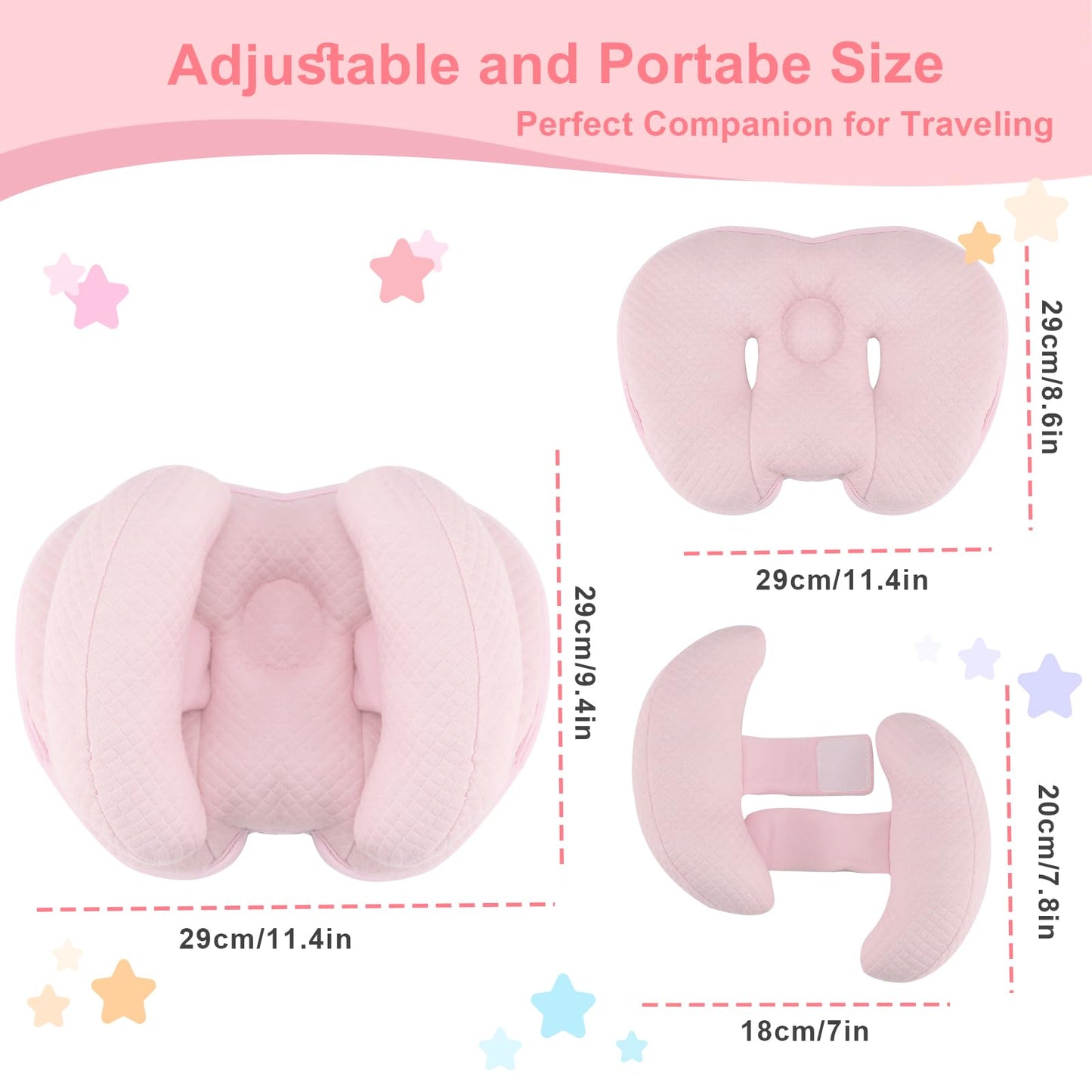 KAKIBLIN Almohada de apoyo para bebé, soporte de cabeza y cuello