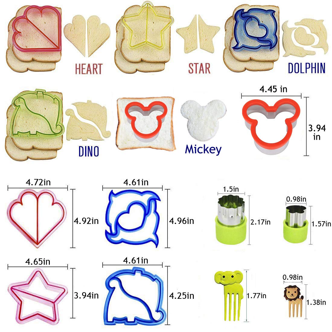 KAISHANE 23 cortadores de sándwich – Incluye 5 cortadores de sándwich