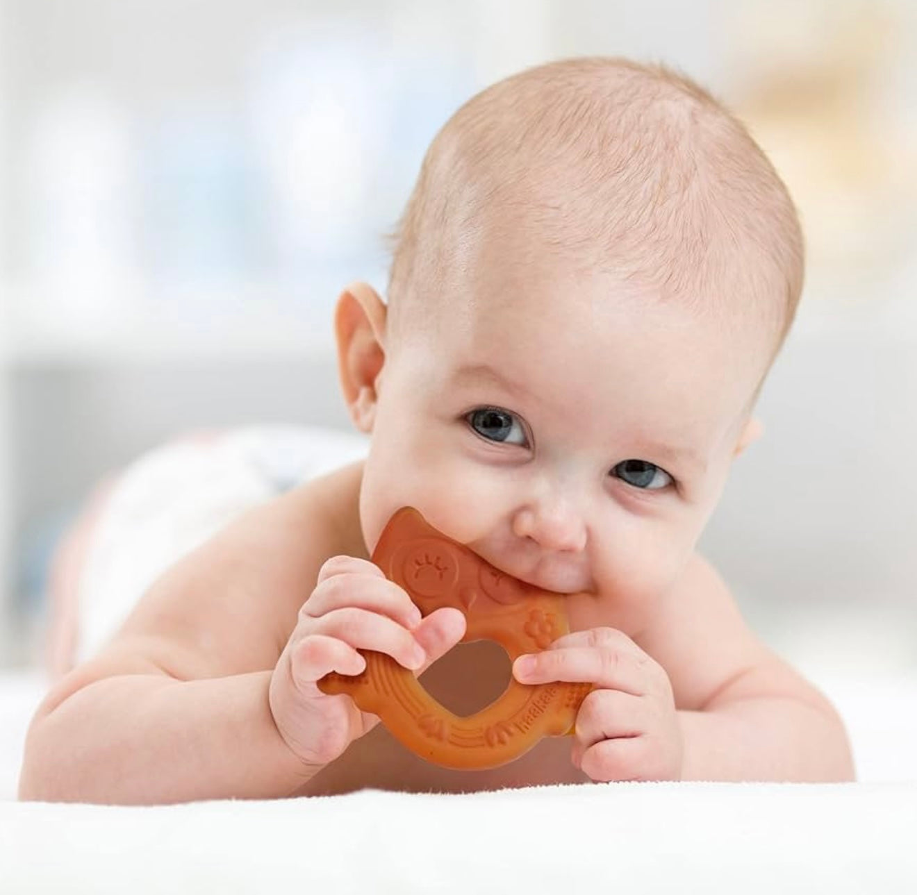 Mordedor de búho de caucho natural haakaa, 100 % caucho