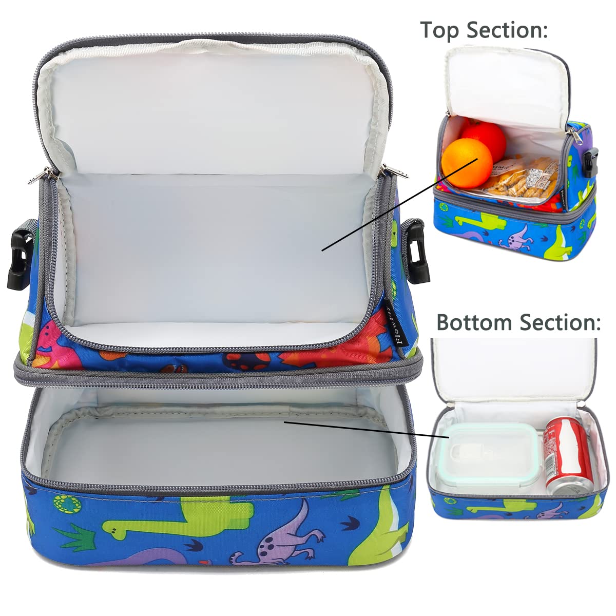 Bolsa de almuerzo con aislamiento para niños de dos pisos FlowFly
