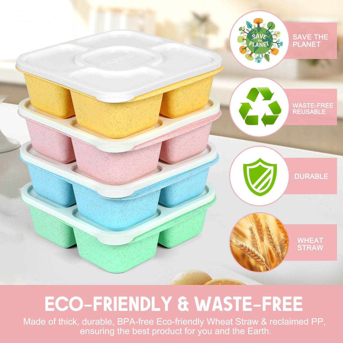 Caperci Recipientes Originales de Almuerzo para Niños y Adultos - 5 Compartimentos