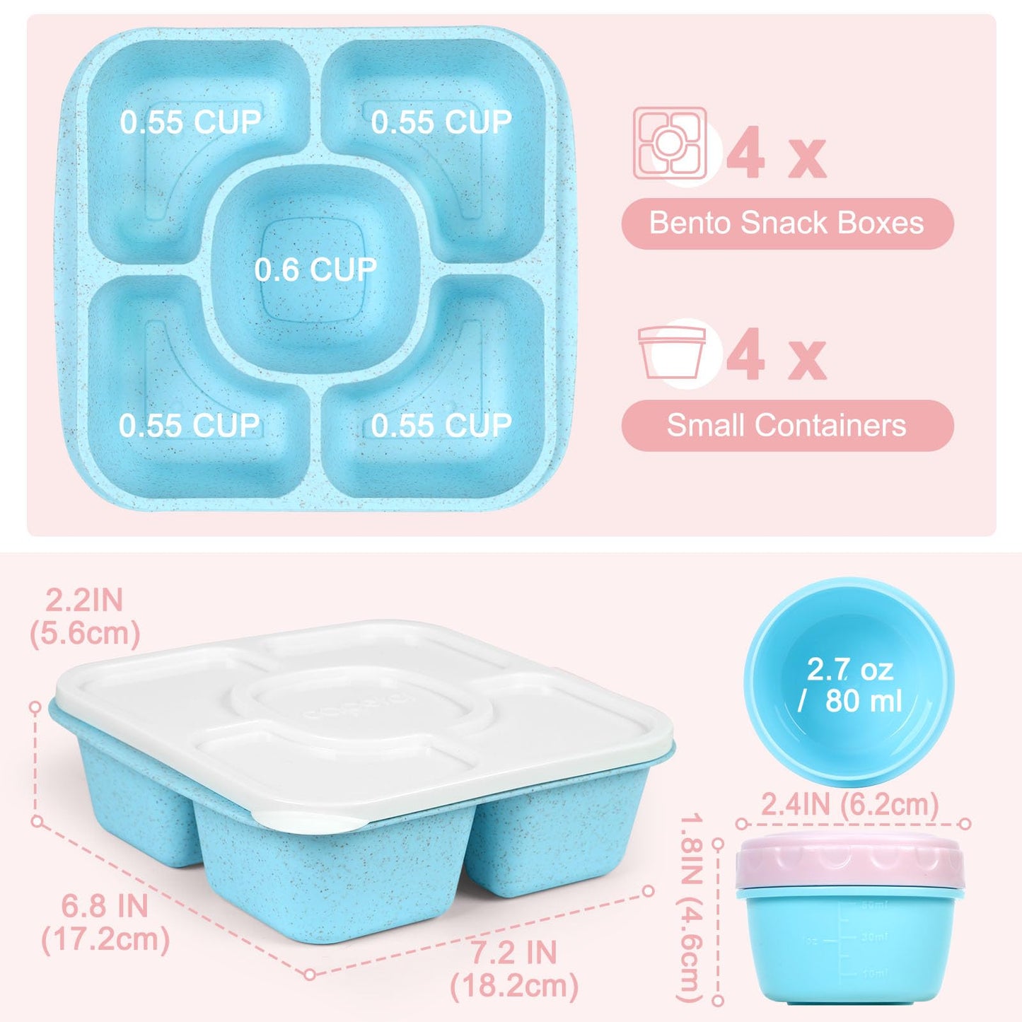 Caperci Recipientes Originales de Almuerzo para Niños y Adultos - 5 Compartimentos