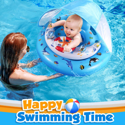 Flotador de piscina para bebé con dosel de protección solar UPF50+, de 6-36 meses