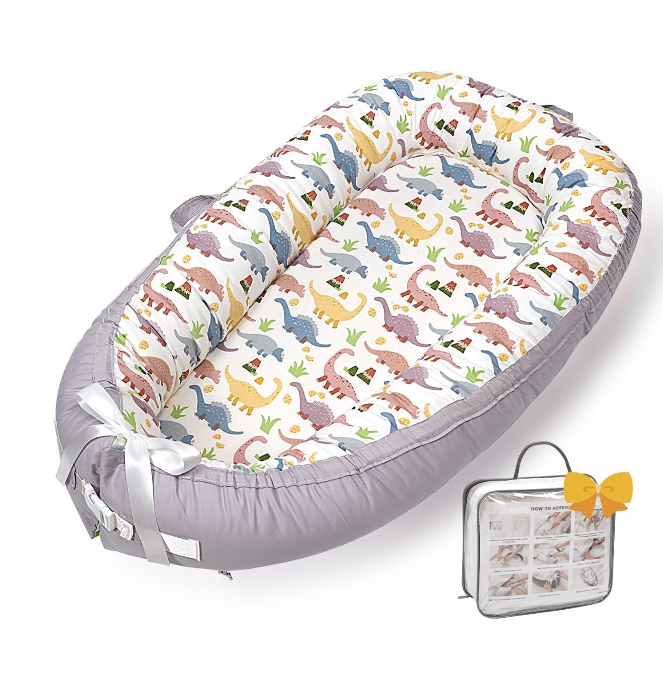 Tumbona para bebé, transpirable y suave orgánico, 100% algodón