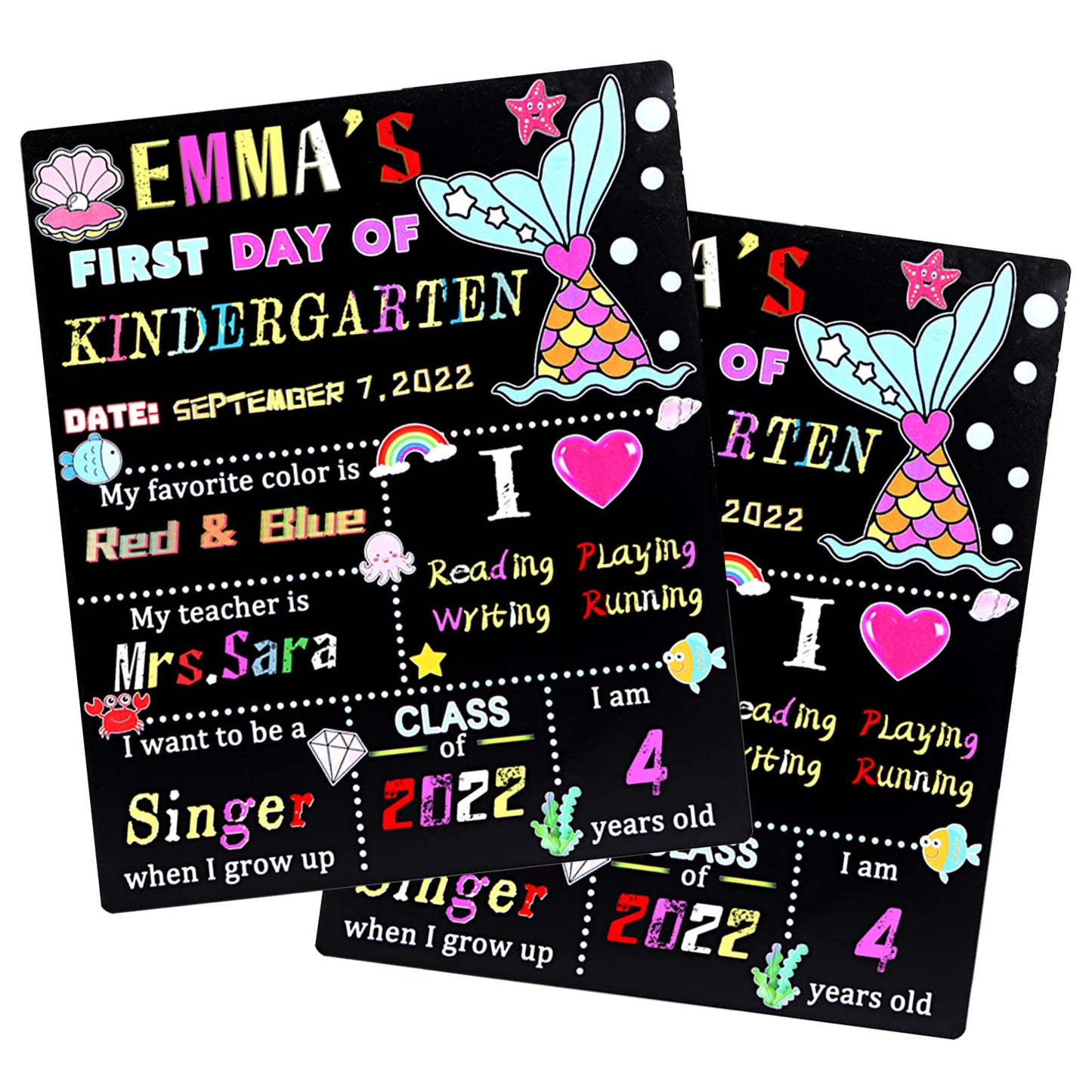 Pizarra de madera para el primer y último día de escuela