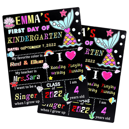 Pizarra de madera para el primer y último día de escuela