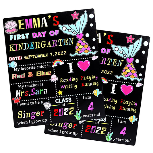 Pizarra de madera para el primer y último día de escuela