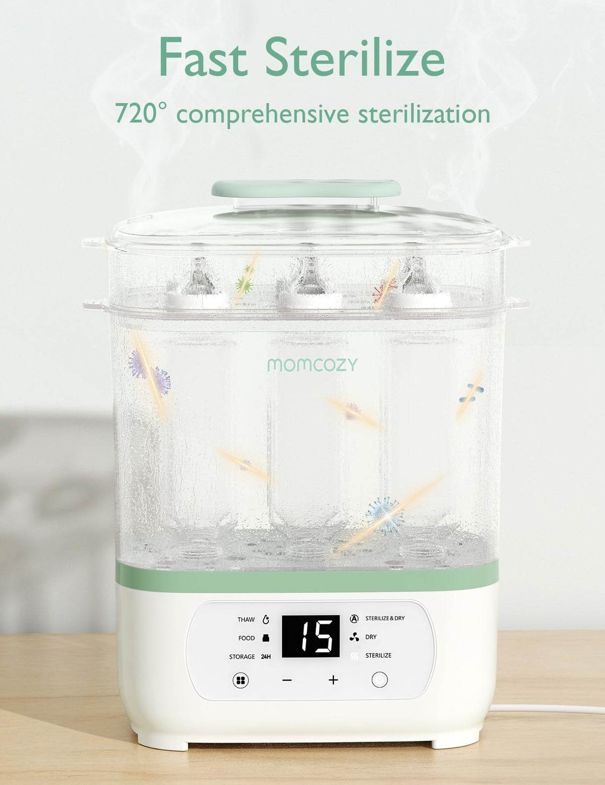 Momcozy Esterilizador y secadora de biberones, esterilizador eléctrico de biberones de vapor 8 en 1