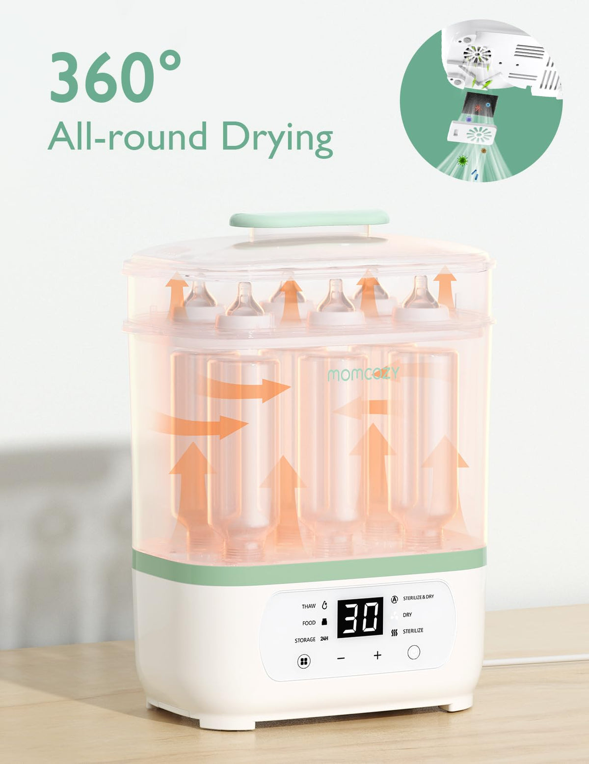 Momcozy Esterilizador y secadora de biberones, esterilizador eléctrico de biberones de vapor 8 en 1