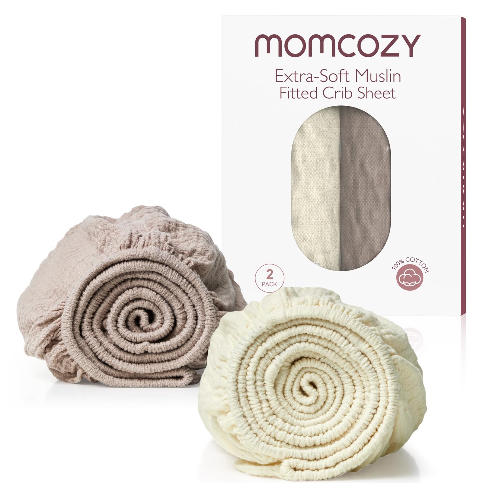 Momcozy Sábanas ajustables estándar de muselina para cuna, 52 x 28 pulgadas