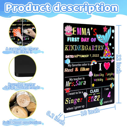 Pizarra de madera para el primer y último día de escuela