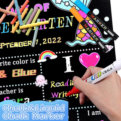 Pizarra de madera para el primer y último día de escuela