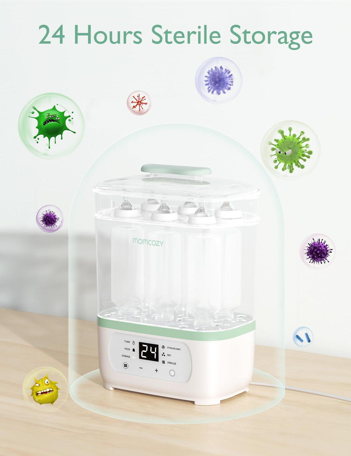 Momcozy Esterilizador y secadora de biberones, esterilizador eléctrico de biberones de vapor 8 en 1