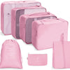 Cubos de embalaje para viajes, juego de 7 unidades, organizadores de equipaje ligeros (rosa)