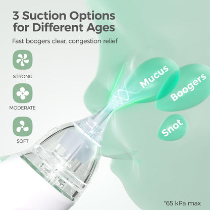 Aspirador Nasal Eléctrico Momcozy para Bebé – 3 Niveles de Succión, Luz y Música Calmante, Recargable y Portátil, con Estuche de Viaje